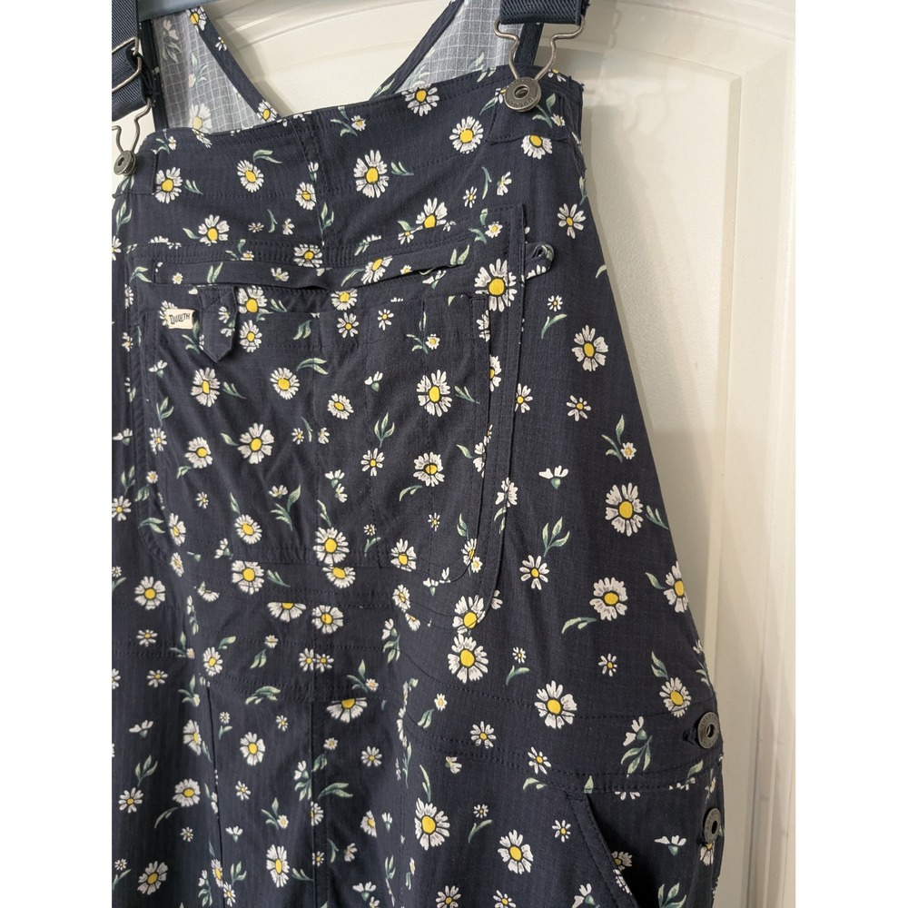 Duluth Trading Co Heirloom Gardening Bib Overalls Navy Daisy Floral XXL x 31 - Picture 3 of 8